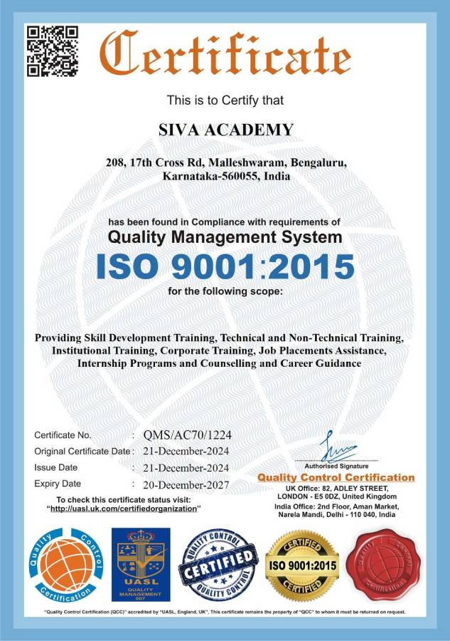 ISO Certificate SivaAcademy