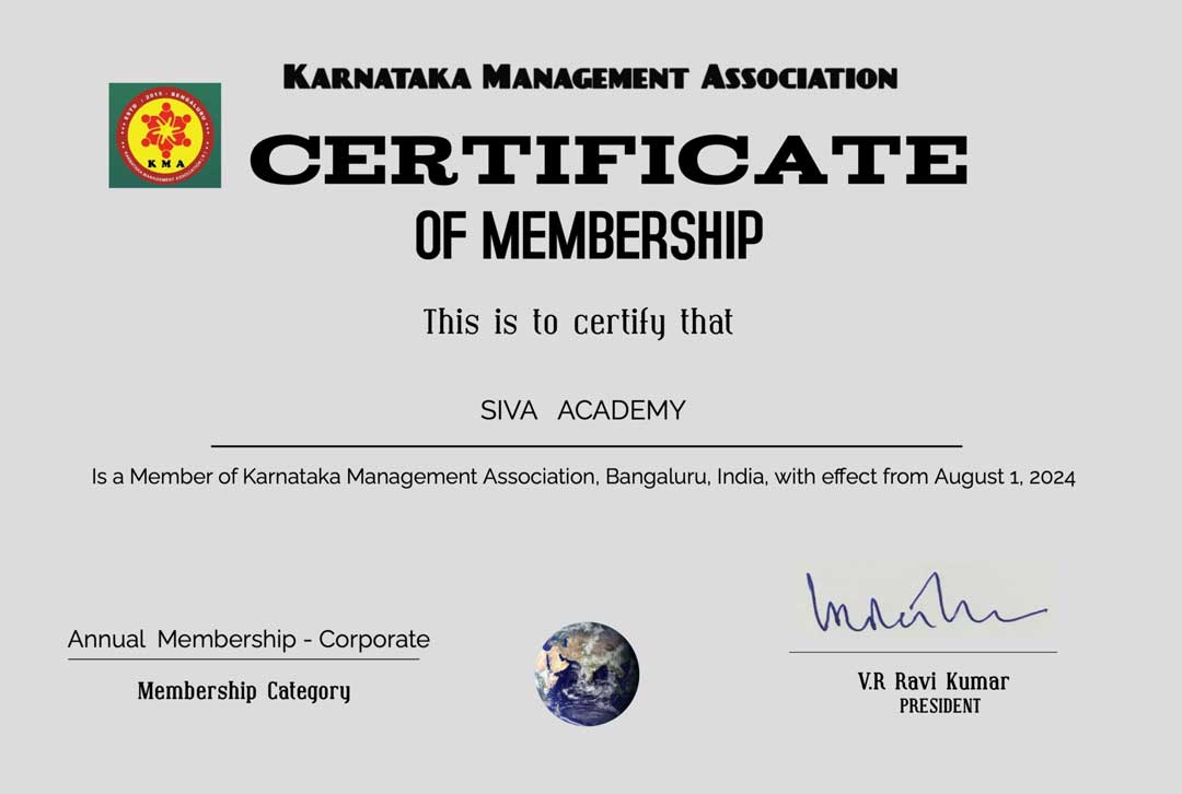 KMA Certificate SivaAcademy